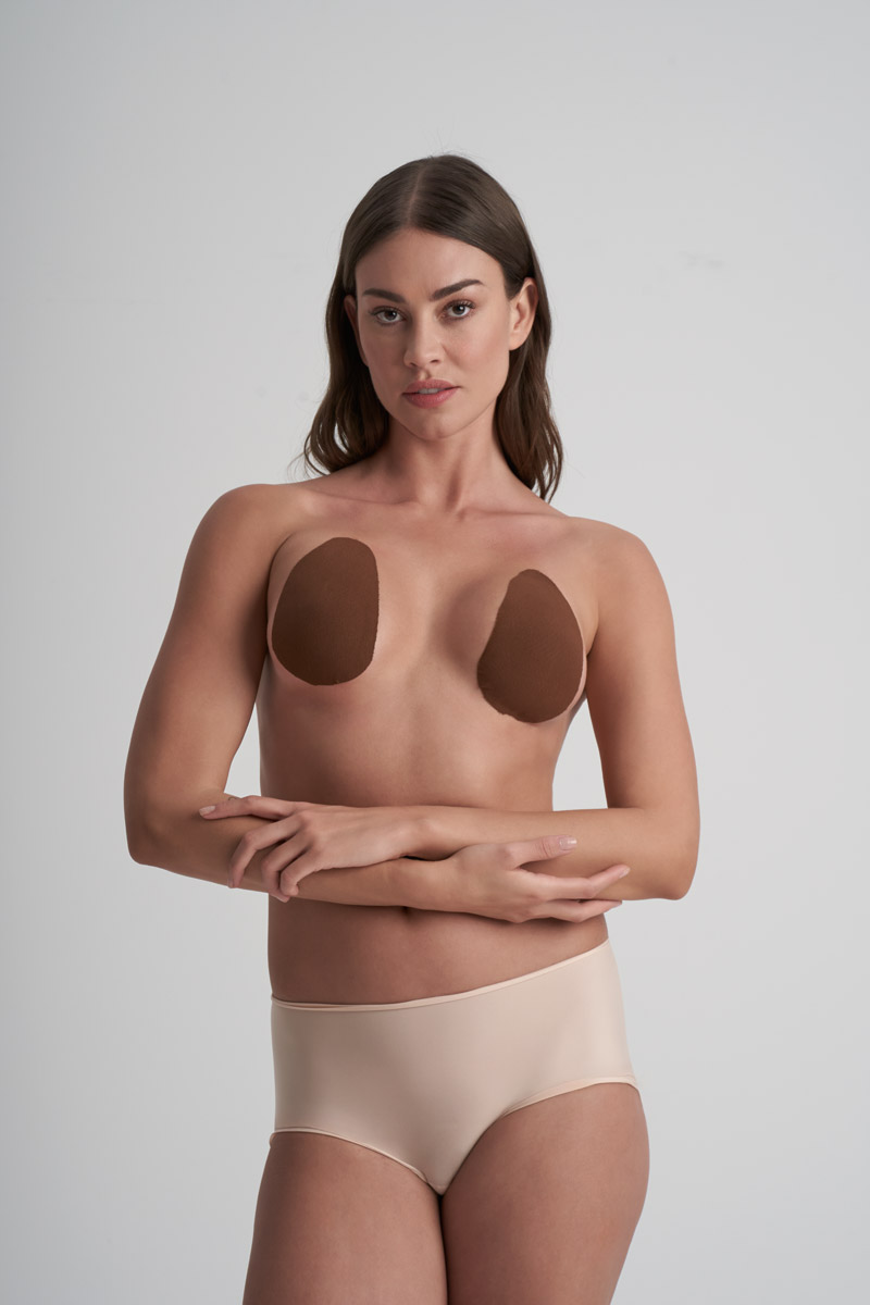Breast Lift Pads Dark Brown + Satin Nipple Covers