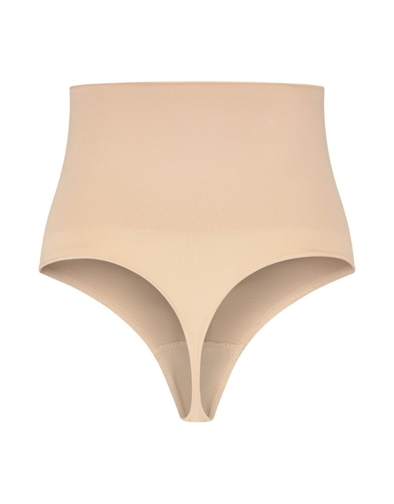 Seamless High Waist Thong - Beige | Bye Bra