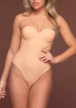 sculpting bodysuit padded wire beige no straps front