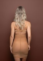 Powermesh High Waist Skirt Light Brown Back