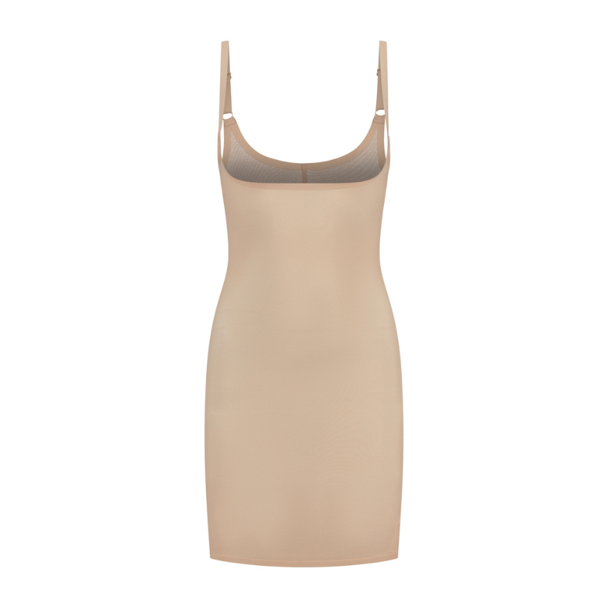 Powermesh Open Bust Dress - Beige