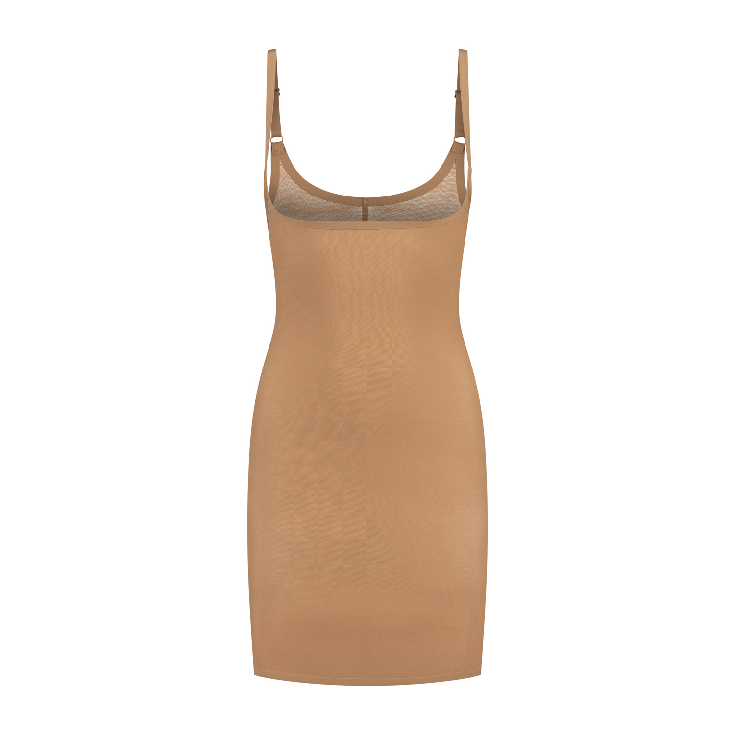 Powermesh Open Bust Dress - Light Brown | Bye Bra