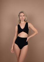 Soft Touch Seamless Mid Waist Brief Black Front