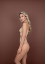 Soft Touch Seamless Mid Waist Thong Beige Side