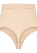 Soft Touch Mid Waist Thong Beige Back
