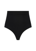 Soft Touch Seamless Mid Waist Thong Black Front