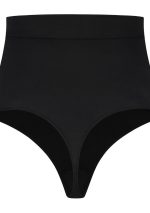 Soft Touch Mid Waist Thong Black Back