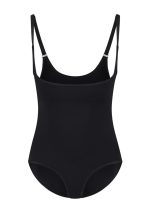 soft touch seamless bodysuit open bust black Front